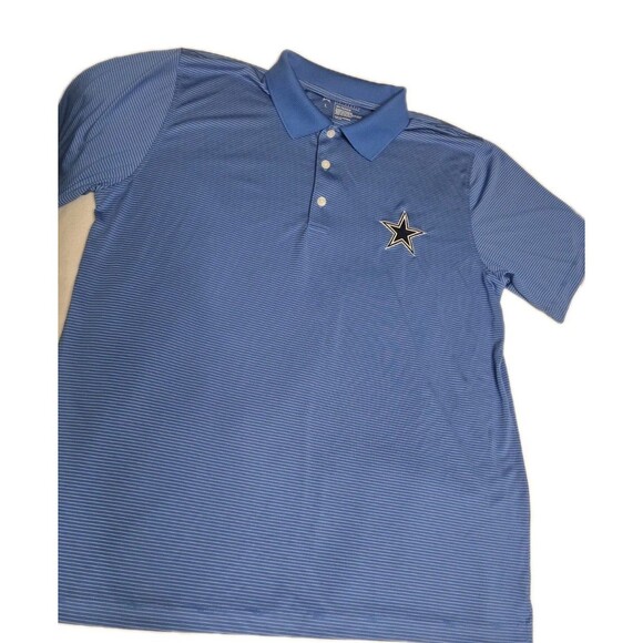 Dallas Cowboys Authentic Men’s Polo Shirt L Blue Pinstripe Embroidered Star NFL - Picture 2 of 10